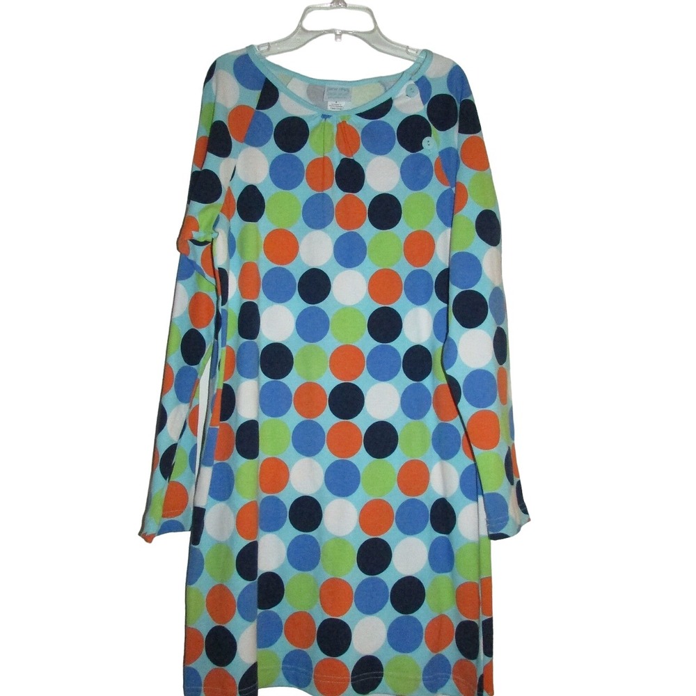 Patsy Aiken Chez Ami Belle cotton blue orange polka dot tunic‎ dress Small NEW